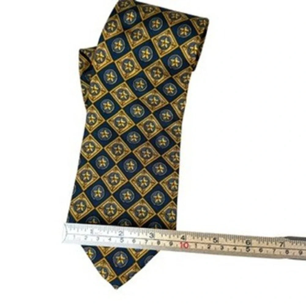 100% Silk Neiman Marcus United States‎ Senate Tie Navy Blue Gold Star Pattern